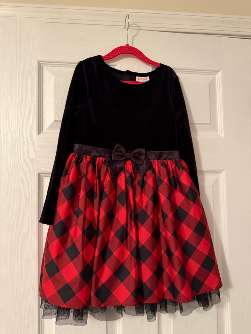 Cat & Jack Black and Red Plaid Christmas Dress